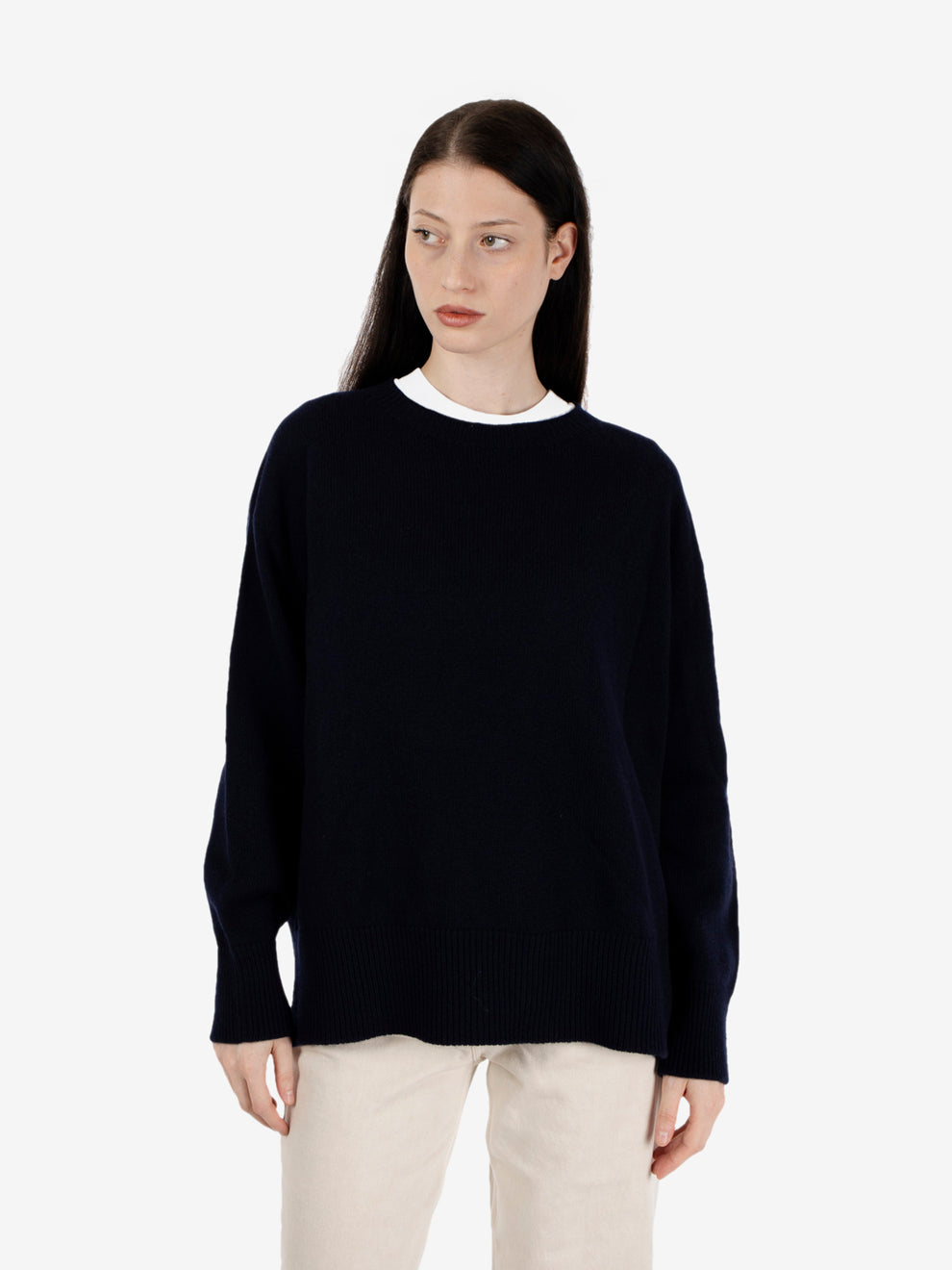 Maglione girocollo a ovetto blu
