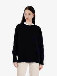 Maglione girocollo a ovetto blu