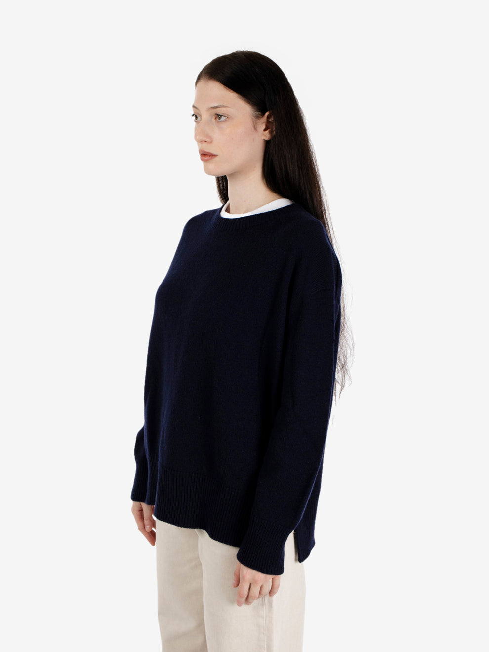 Maglione girocollo a ovetto blu