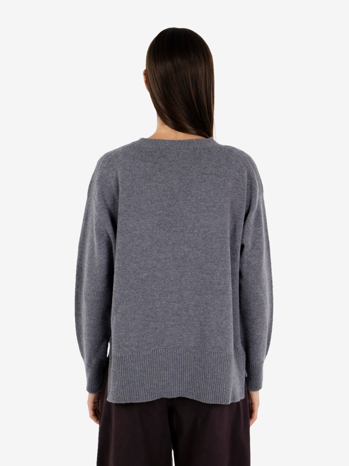 Smoky egg-shaped crew neck sweater