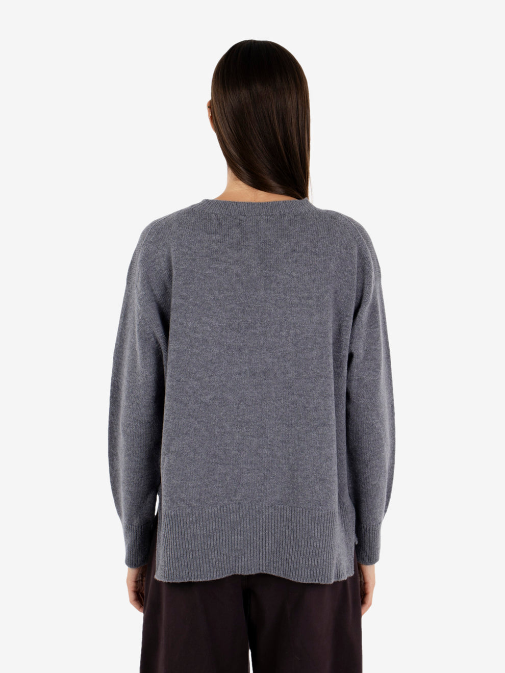 Smoky egg-shaped crew neck sweater