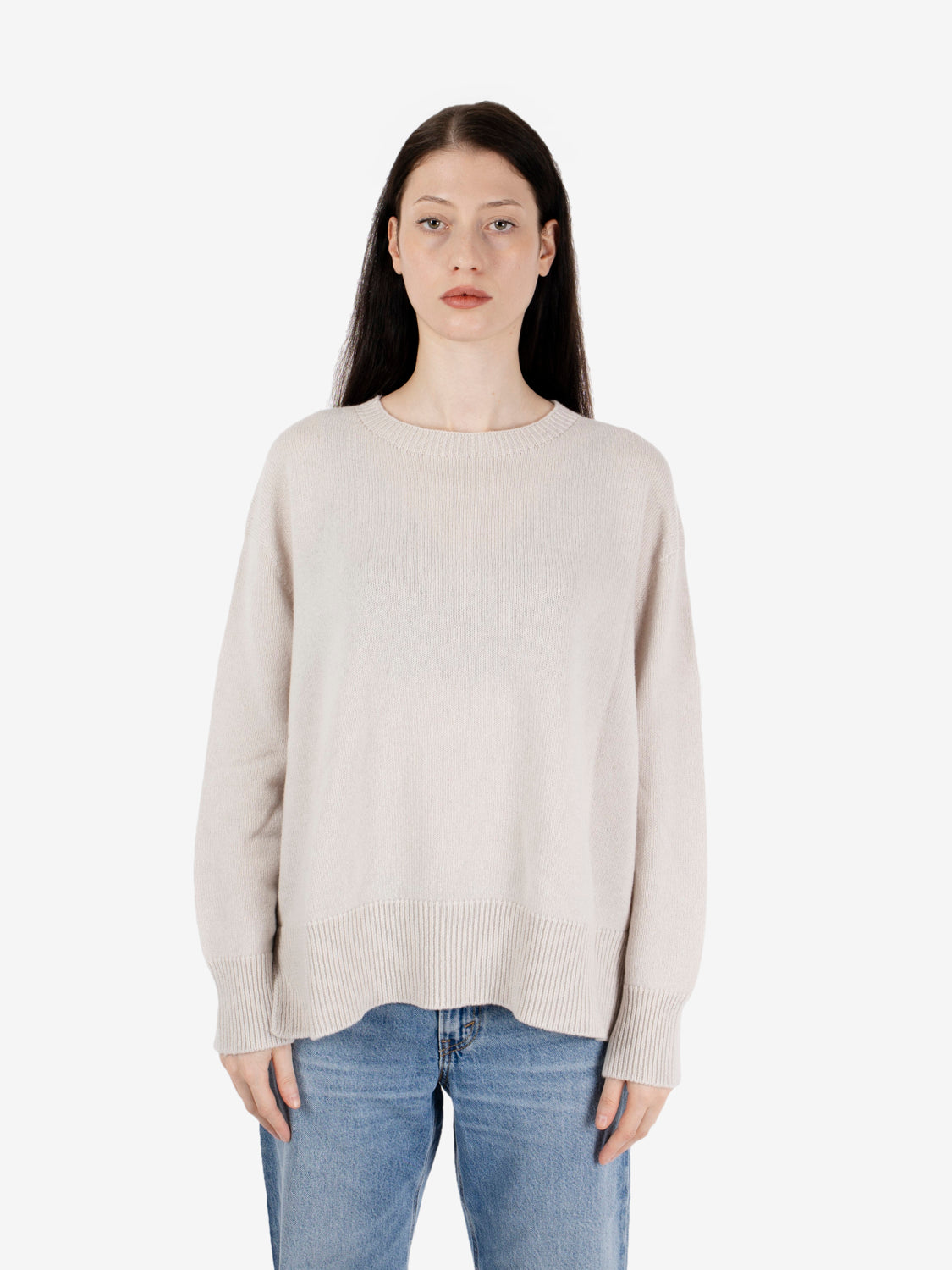 Maglione girocollo a ovetto stucco