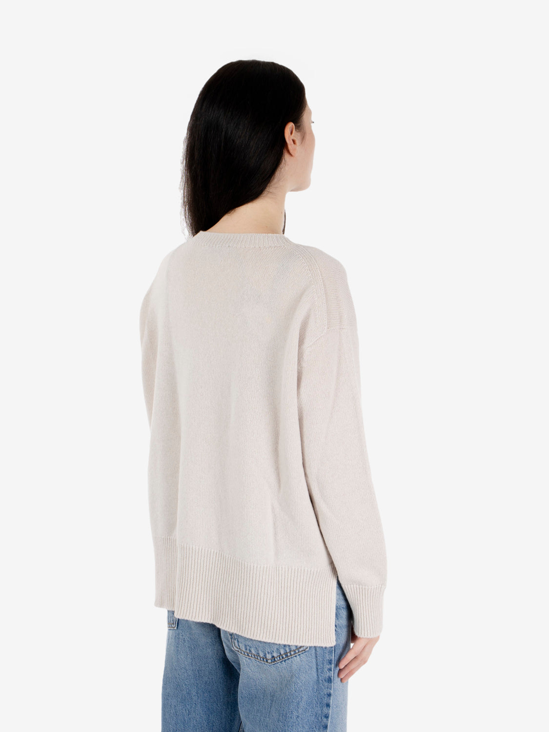 Maglione girocollo a ovetto stucco