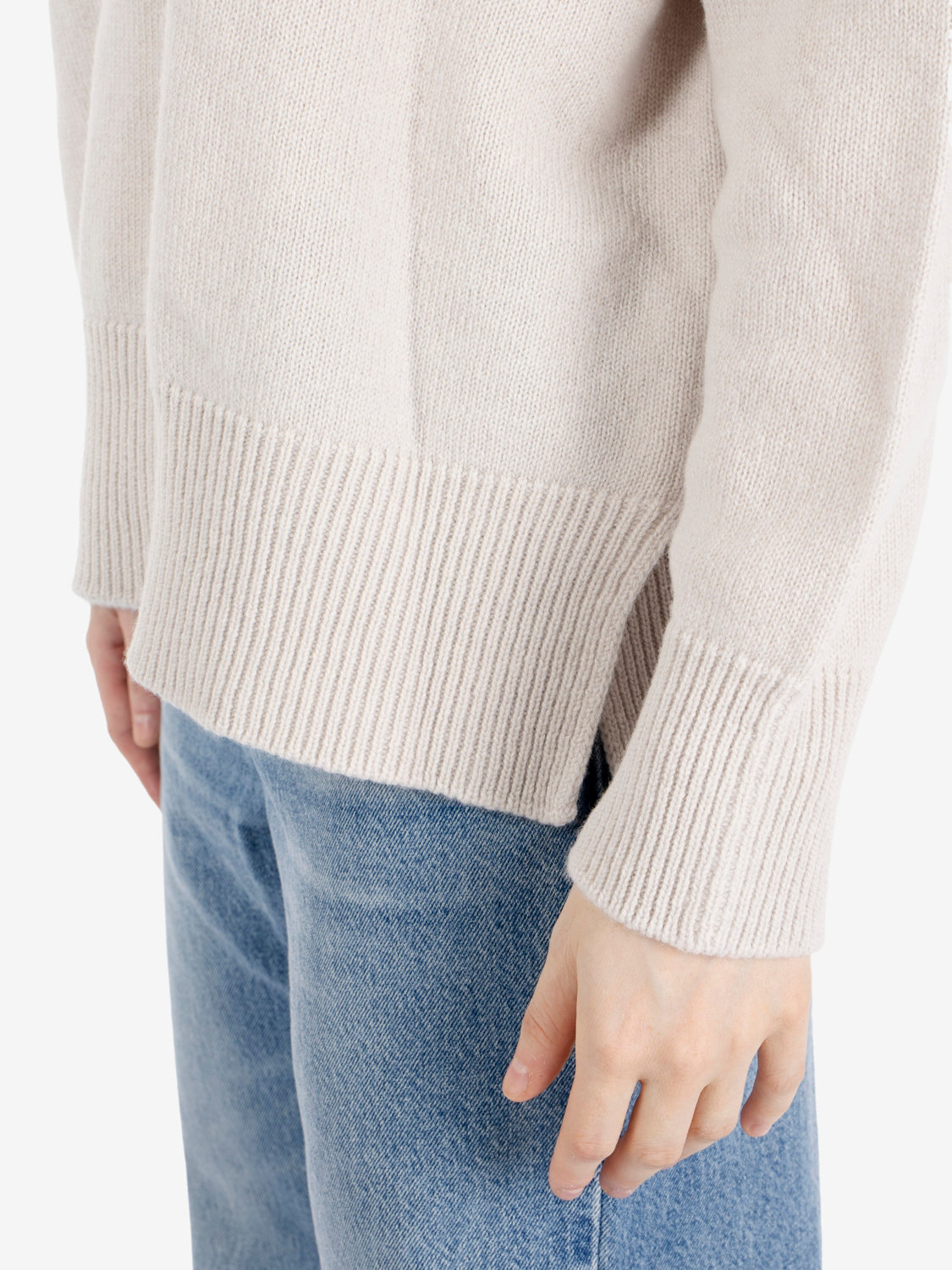 Maglione girocollo a ovetto stucco