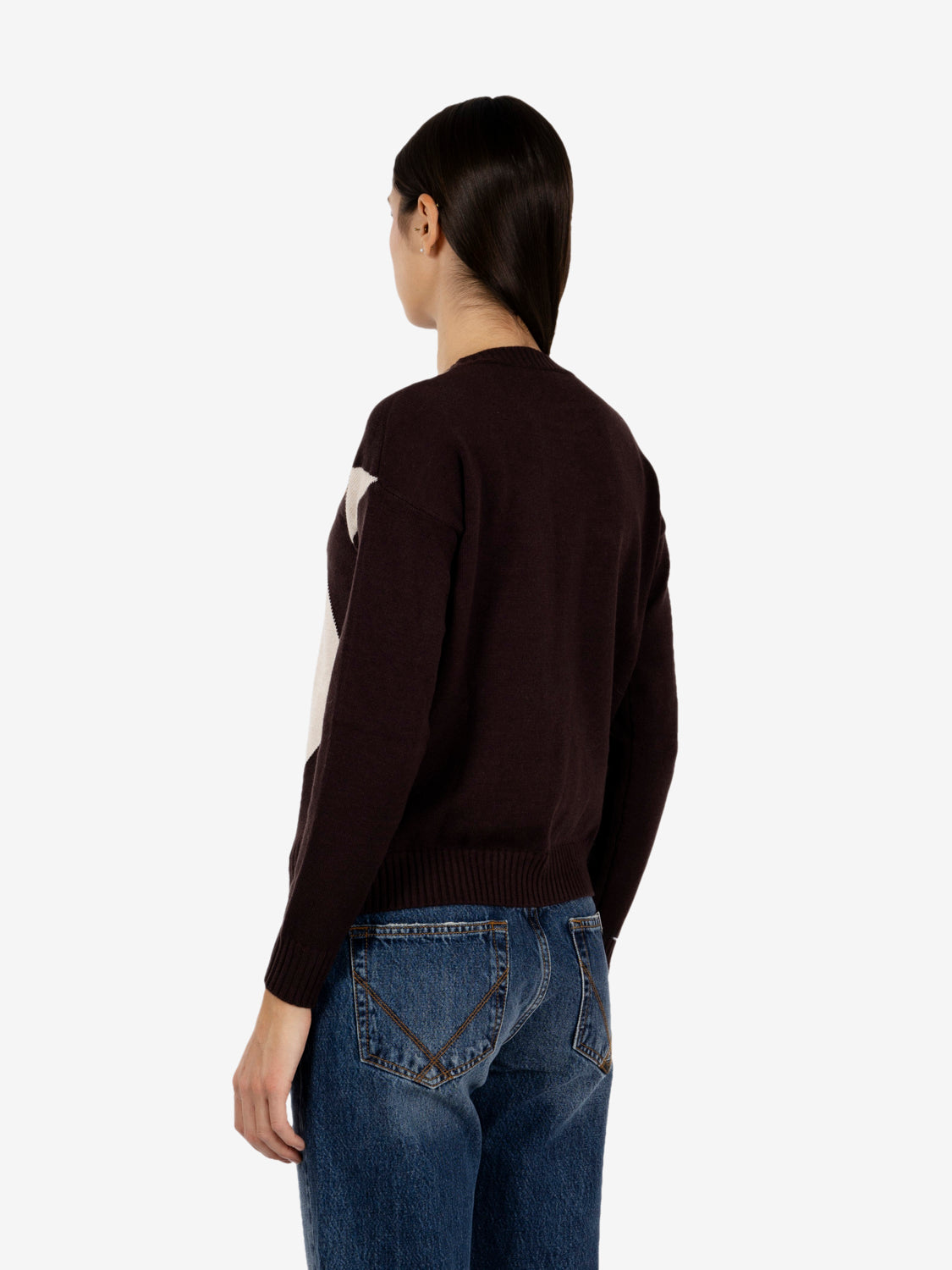 Maglione girocollo a rombi moro