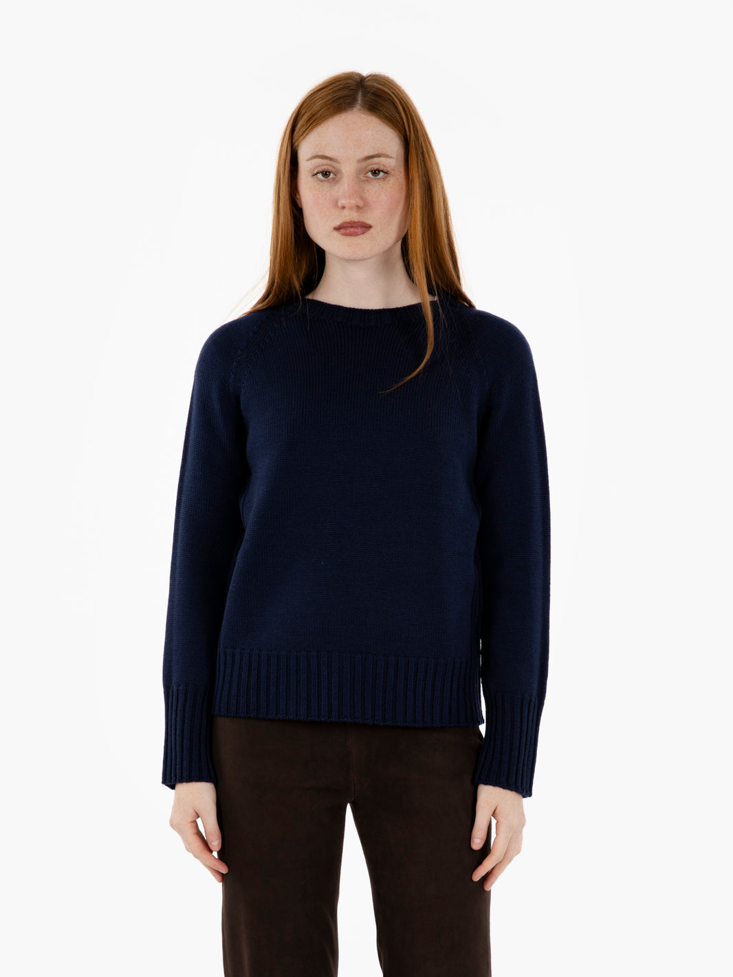 Navy Blue Box Crew Neck Sweater