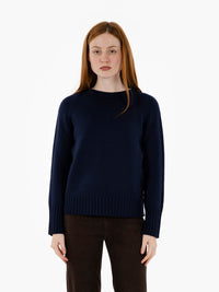Navy Blue Box Crew Neck Sweater