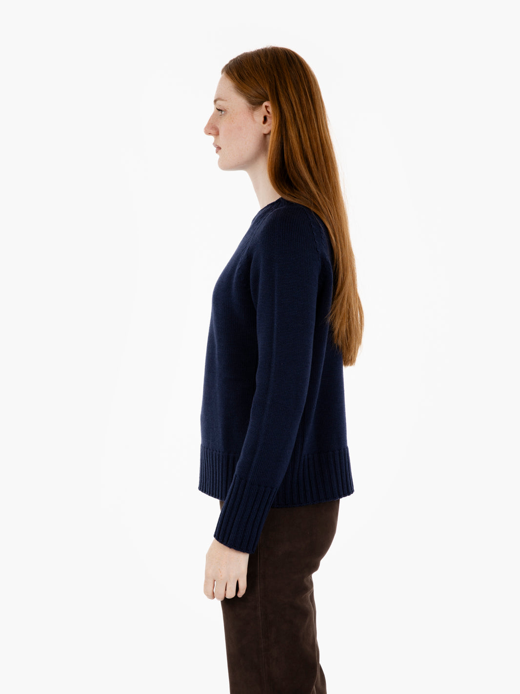 Navy Blue Box Crew Neck Sweater