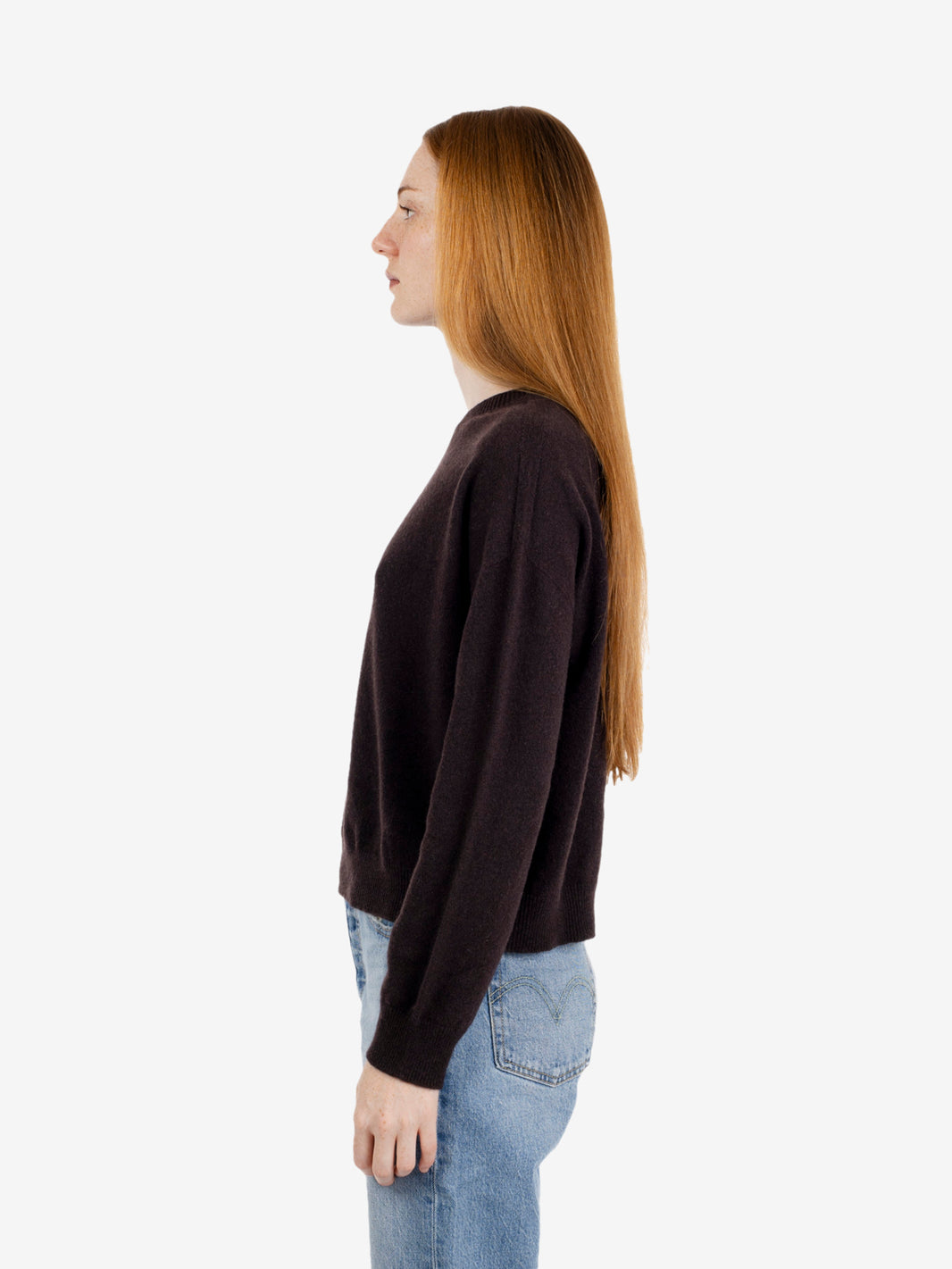 Maglione girocollo a scatola caffè
