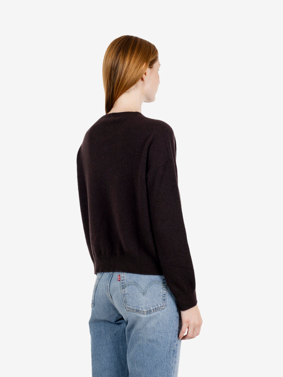 BOX-FIT ROUND NECK CASHMERE SWEATER COFFEE 14739_COFFEE
