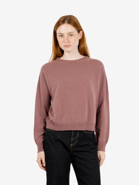 Maglione girocollo a scatola castagna