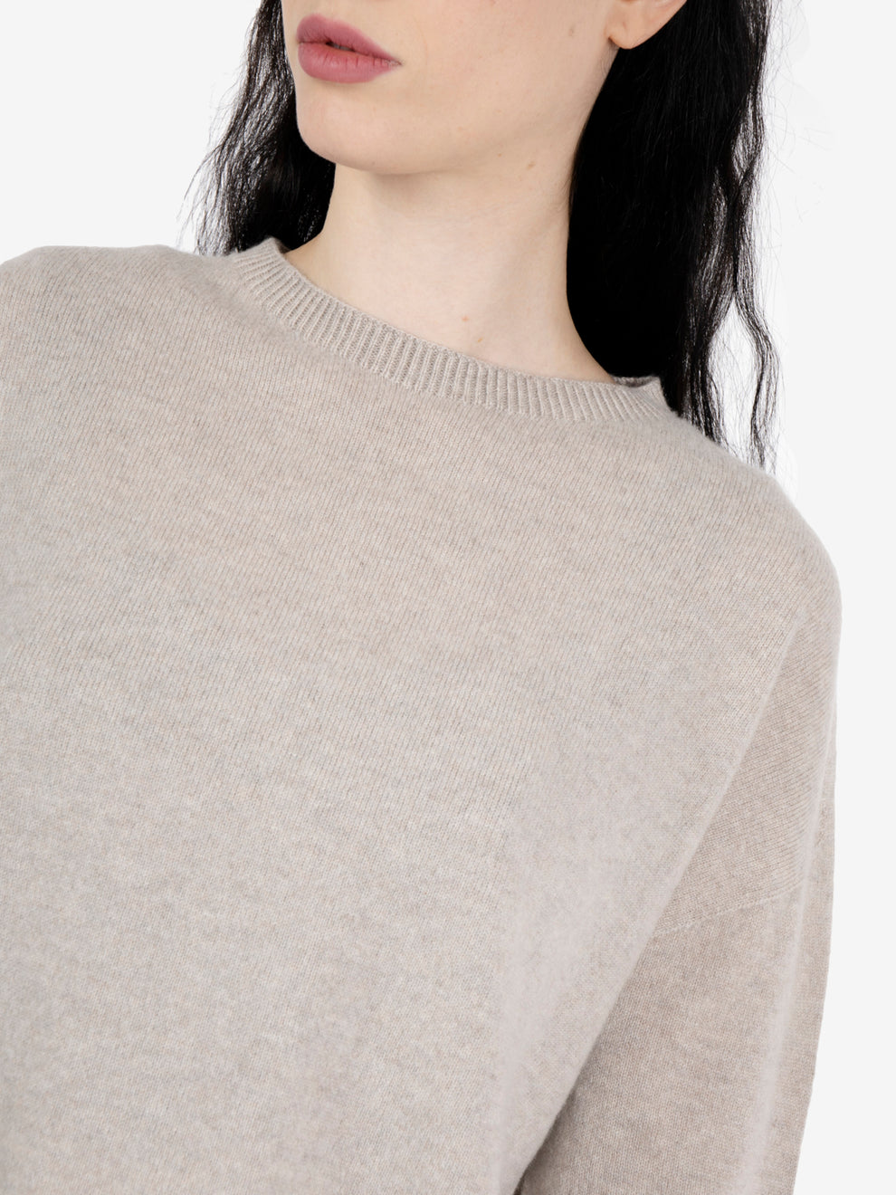 Maglione girocollo a scatola sasso