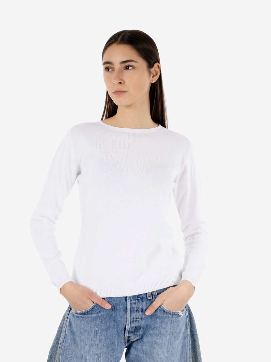 Maglione girocollo basic bianco
