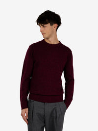 Maglione girocollo bottonato barolo