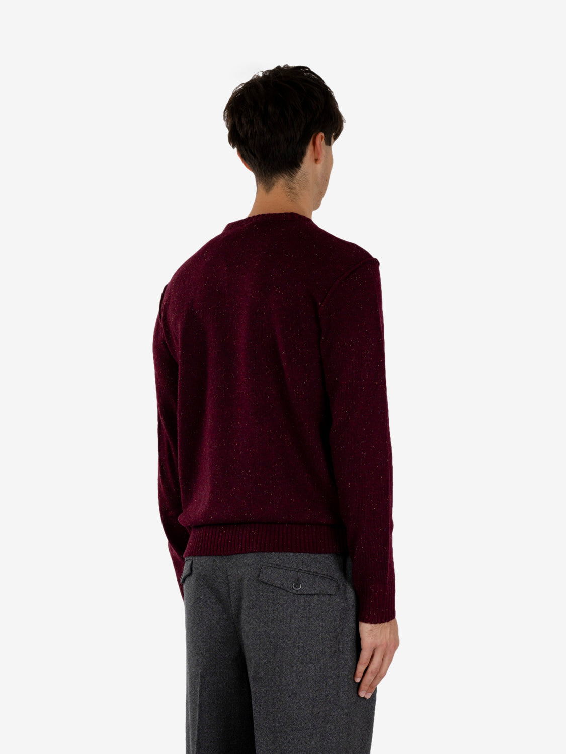 Maglione girocollo bottonato barolo