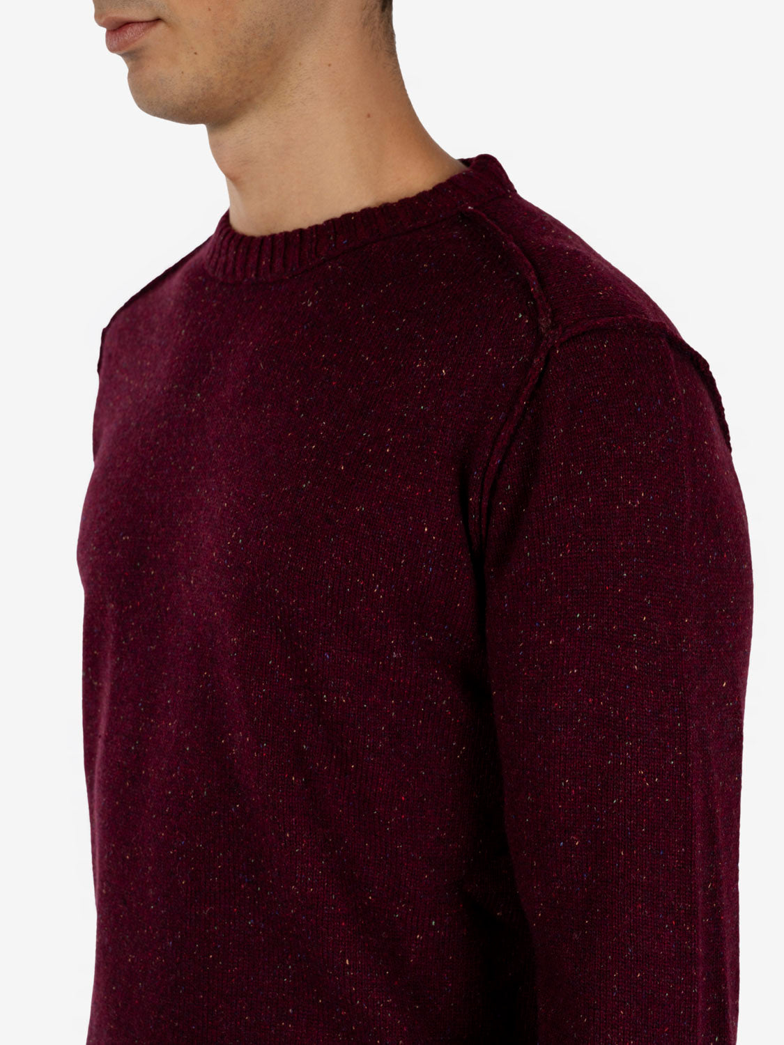 Maglione girocollo bottonato barolo