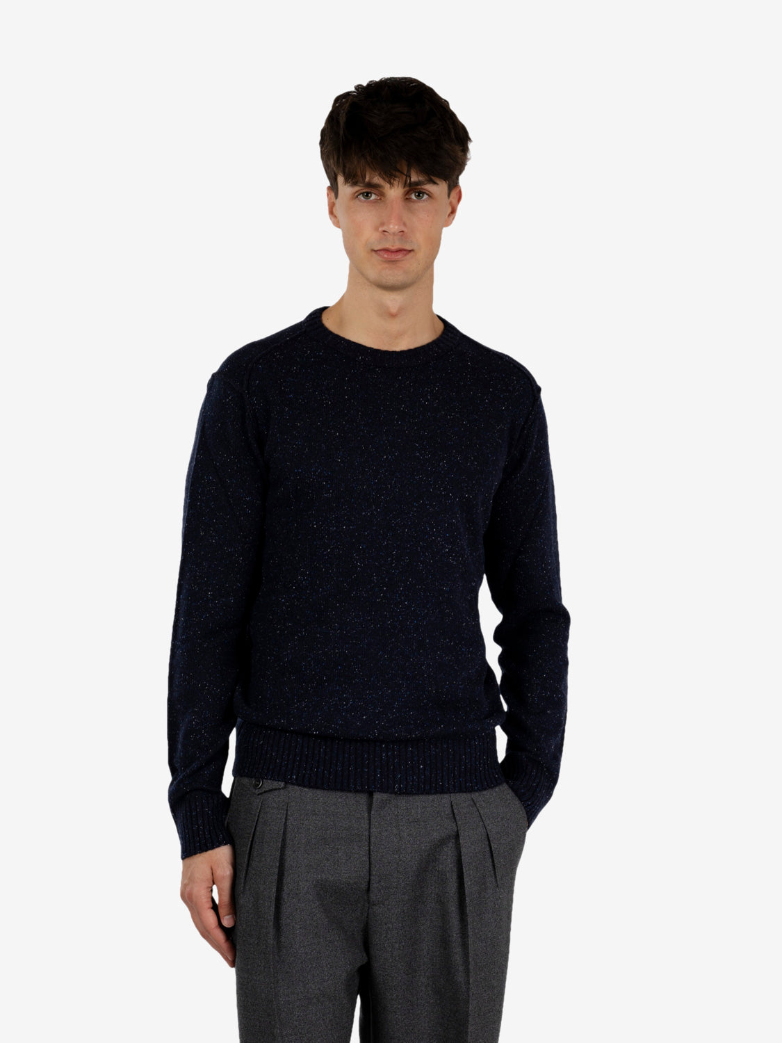 Maglione girocollo bottonato blu notte