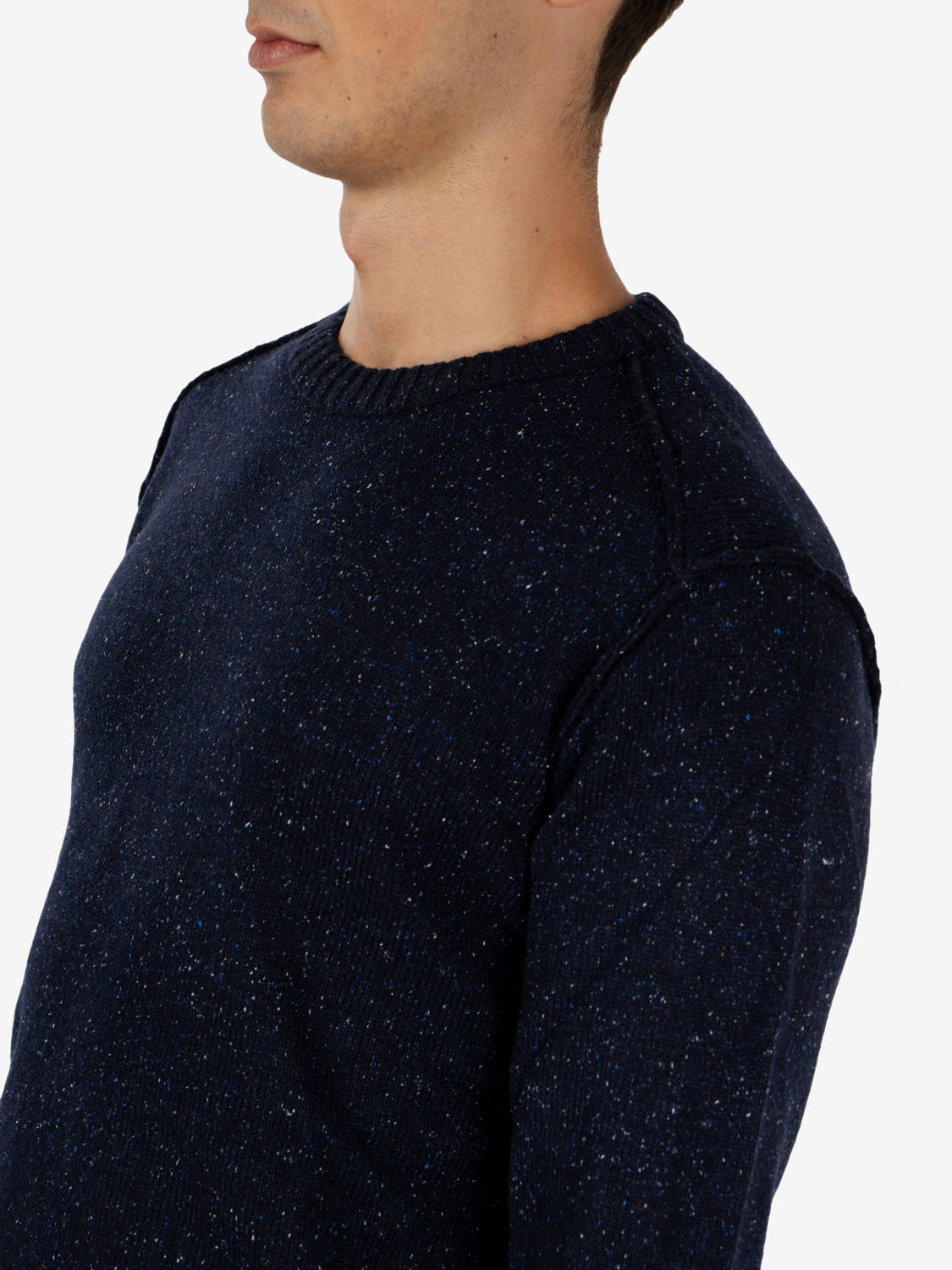 Maglione girocollo bottonato blu notte