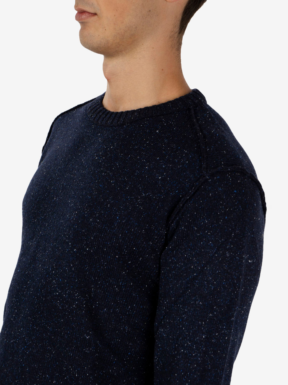 Maglione girocollo bottonato blu notte