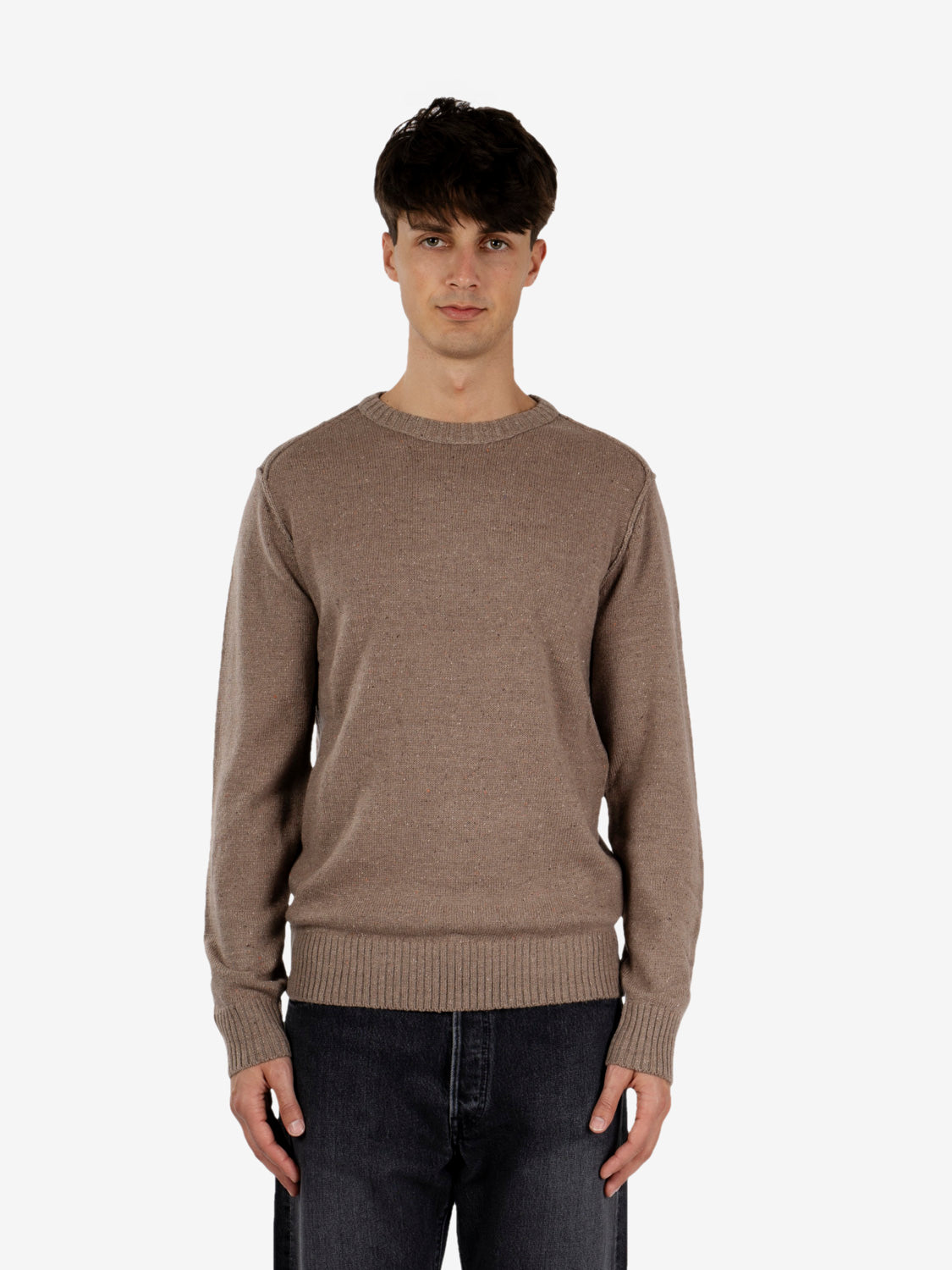 Maglione girocollo bottonato corda