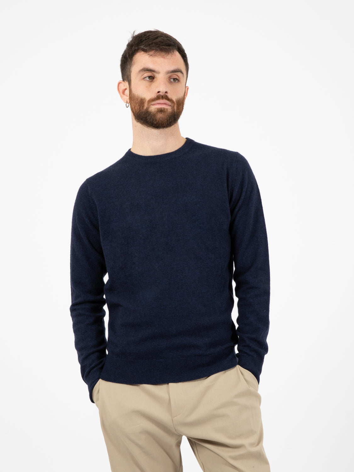 Maglione girocollo cachemire blend prussia
