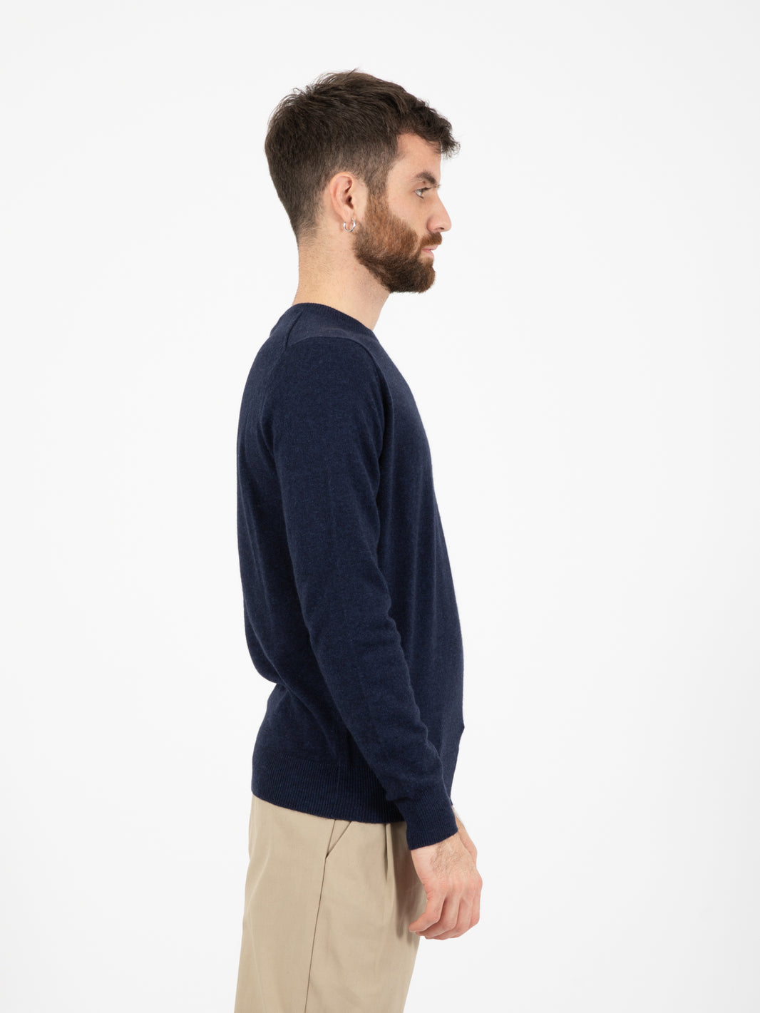Maglione girocollo cachemire blend prussia