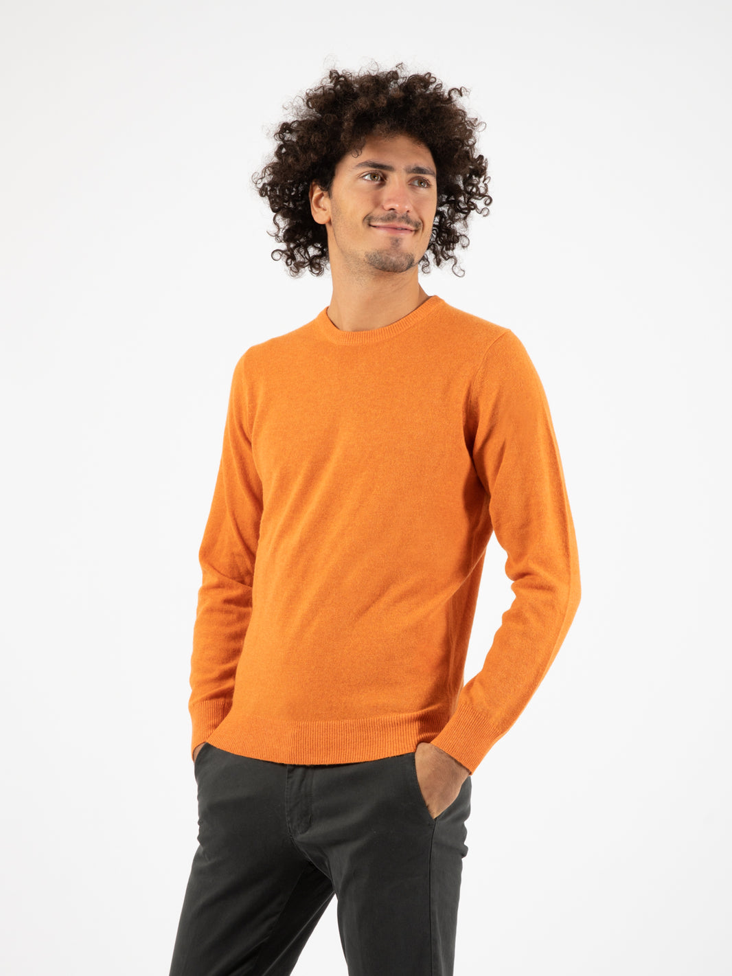 Maglione girocollo cachemire blend zucca