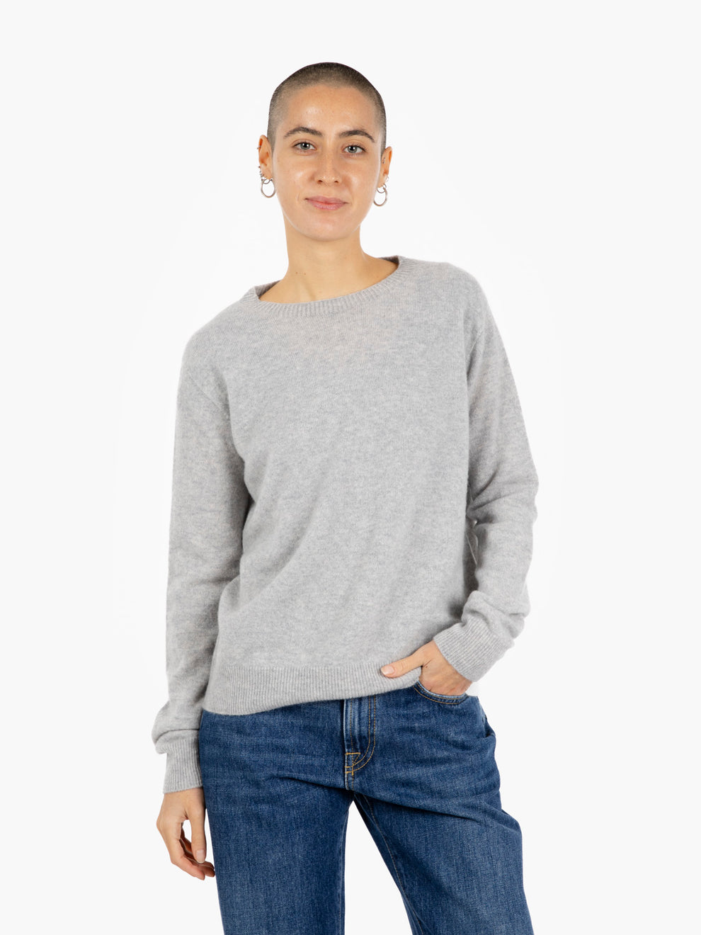 Maglione girocollo cashmere grigio