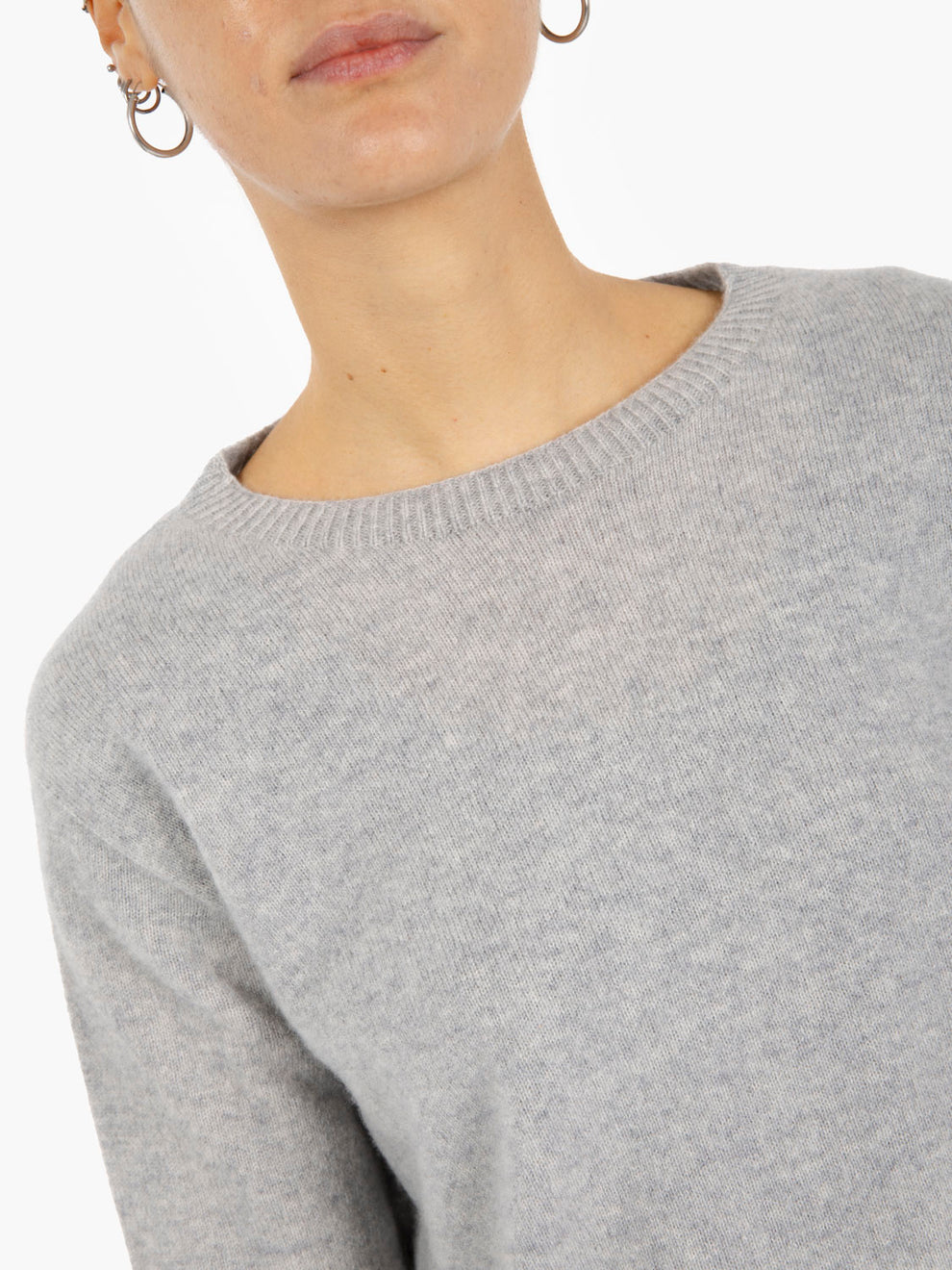 Maglione girocollo cashmere grigio