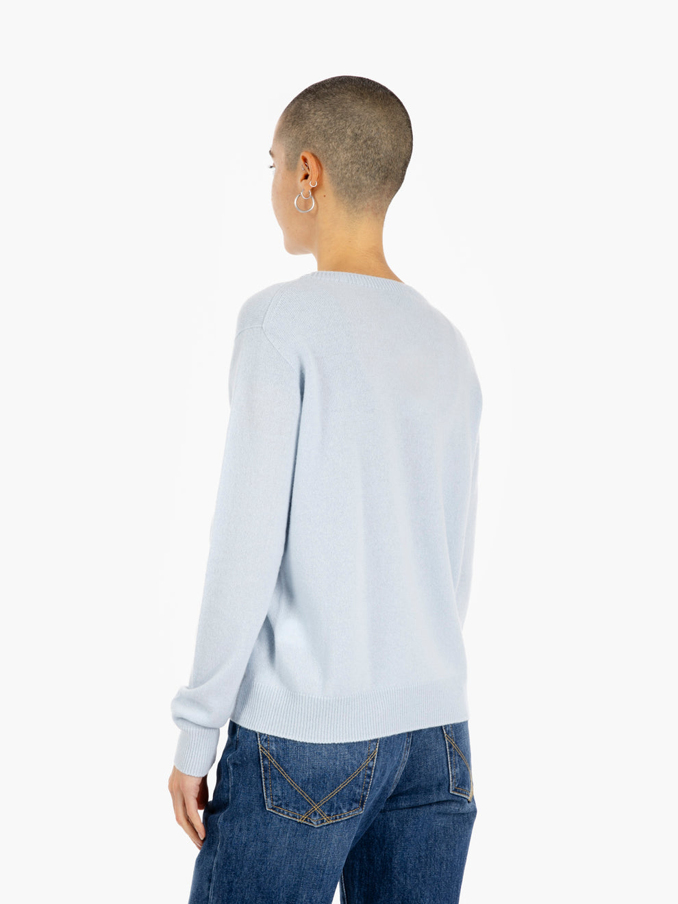 Maglione girocollo cashmere polvere