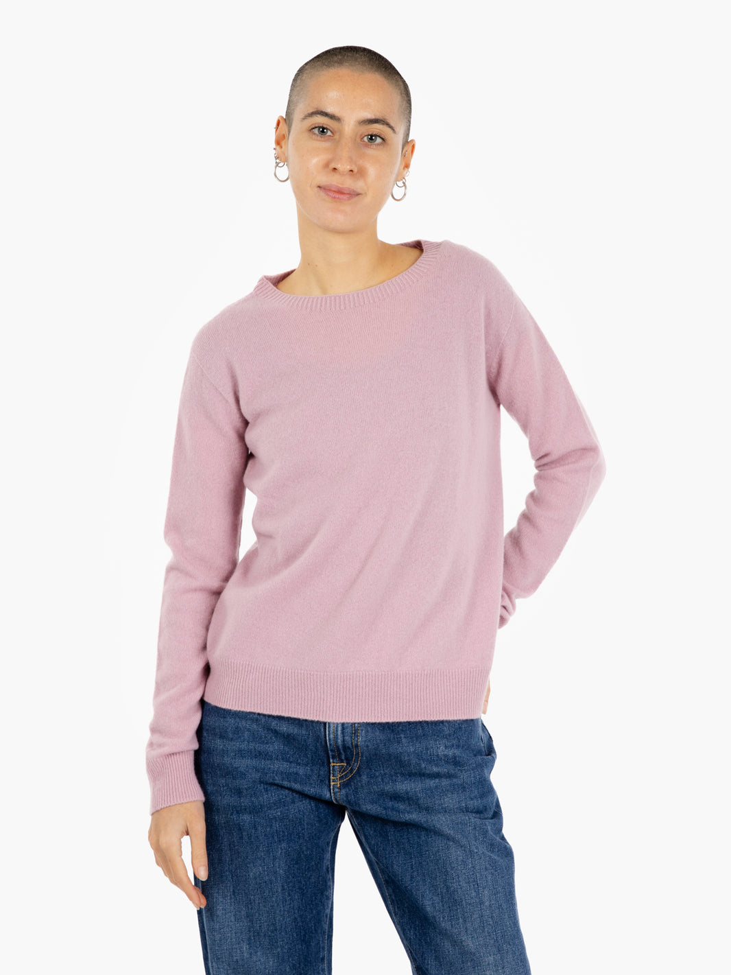 Maglione girocollo cashmere rosa