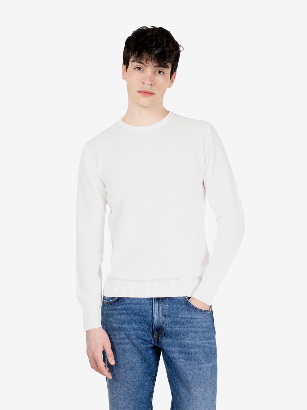 Maglione girocollo grana riso ecru