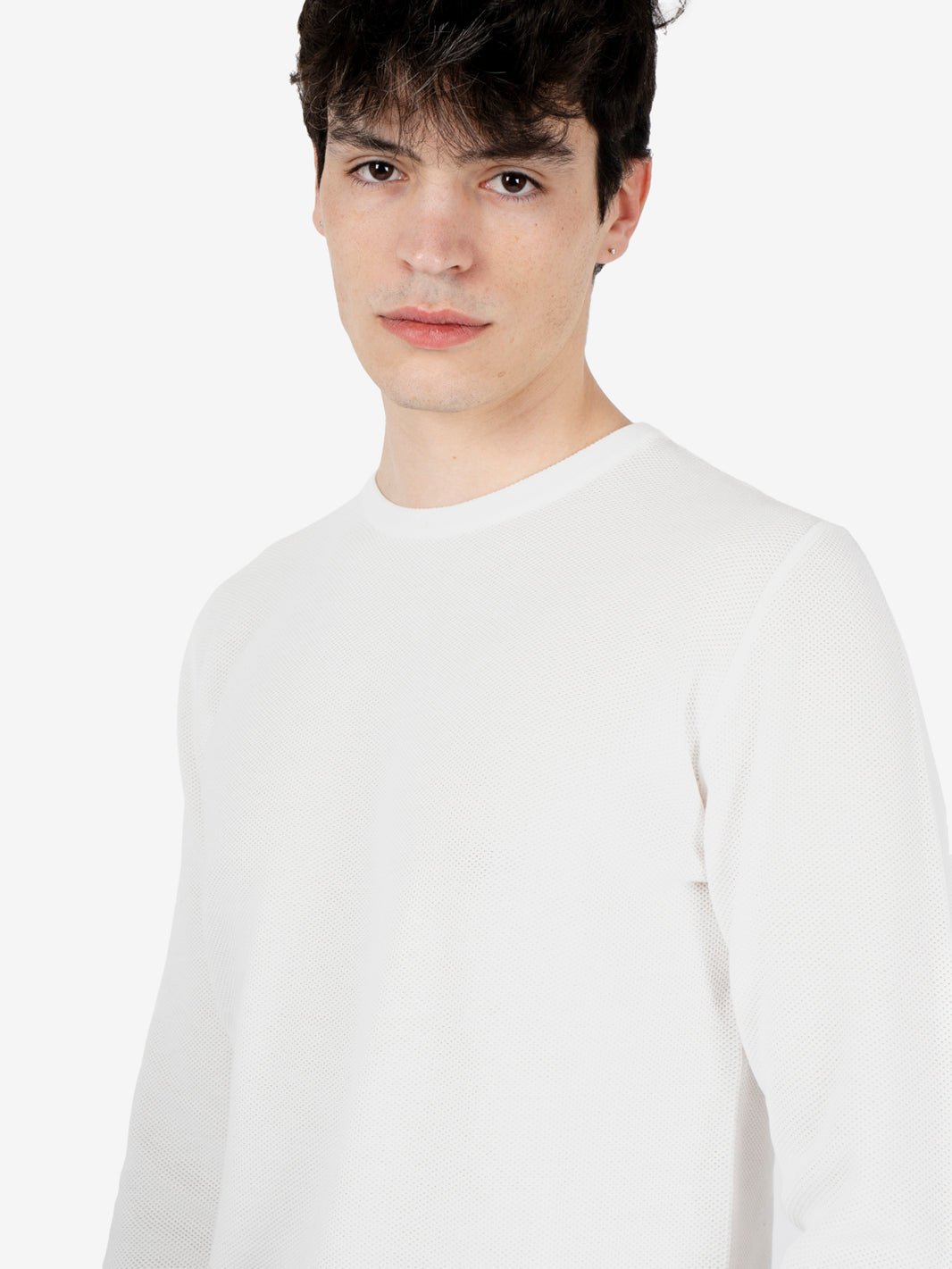 Maglione girocollo grana riso ecru