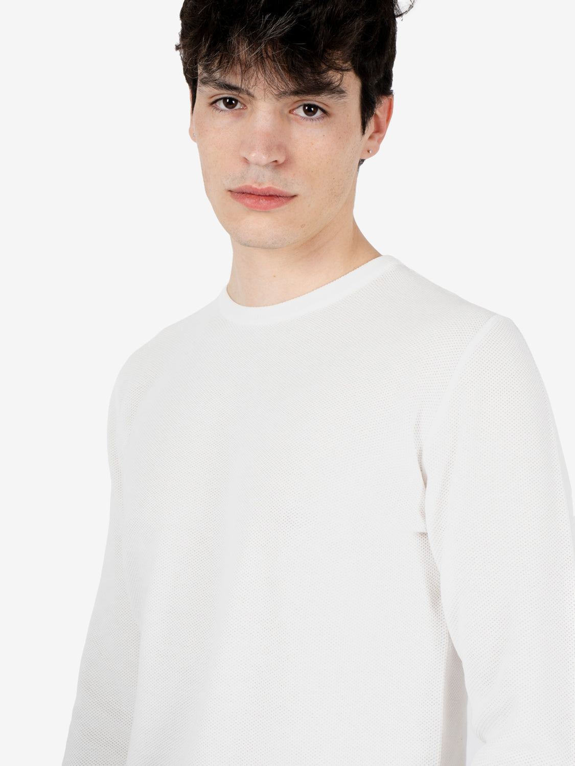 Maglione girocollo grana riso ecru