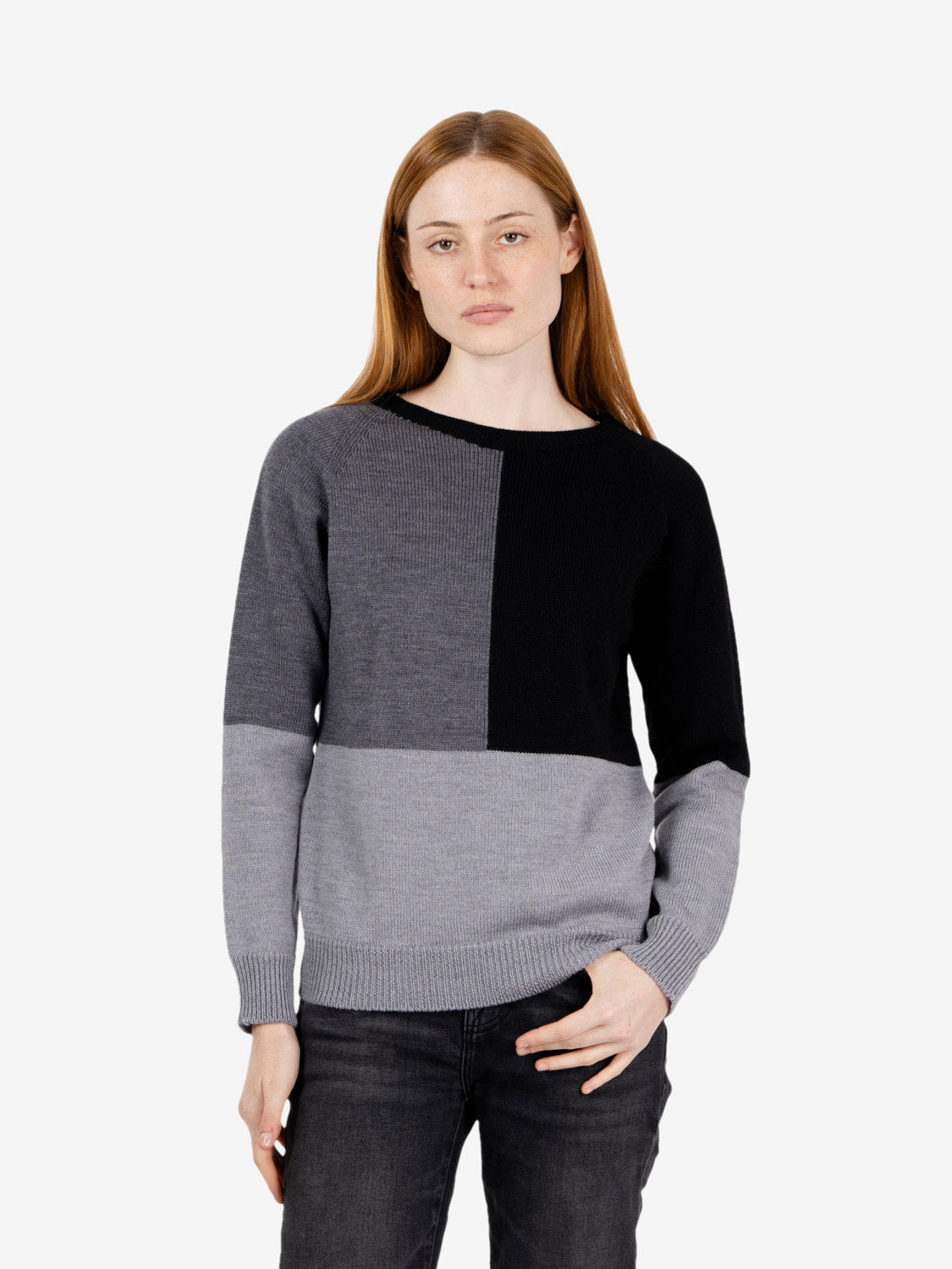 Maglione girocollo grigio / nero