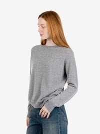 Medium grey crew-neck cashmere sweater
