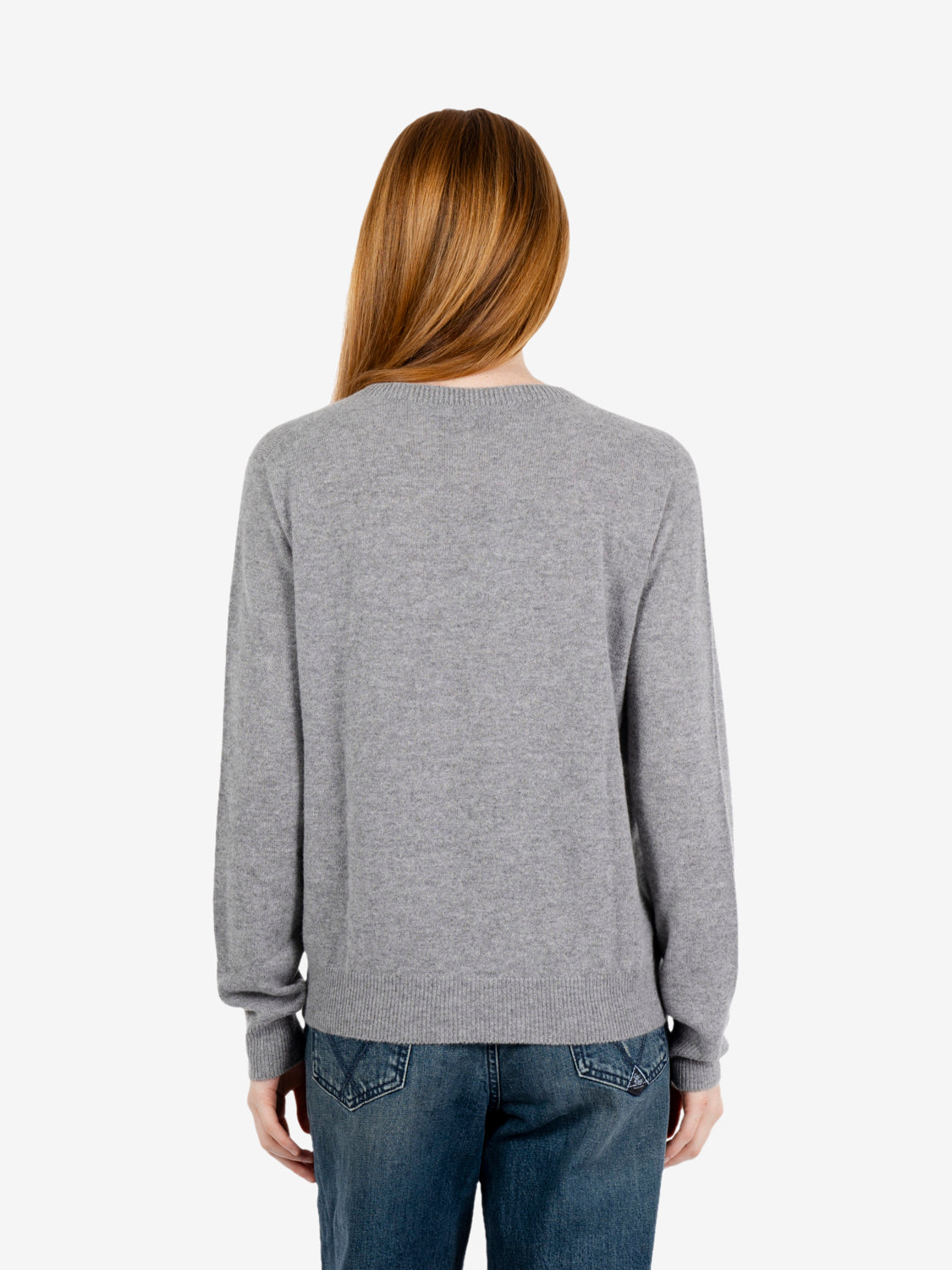 Medium grey crew-neck cashmere sweater