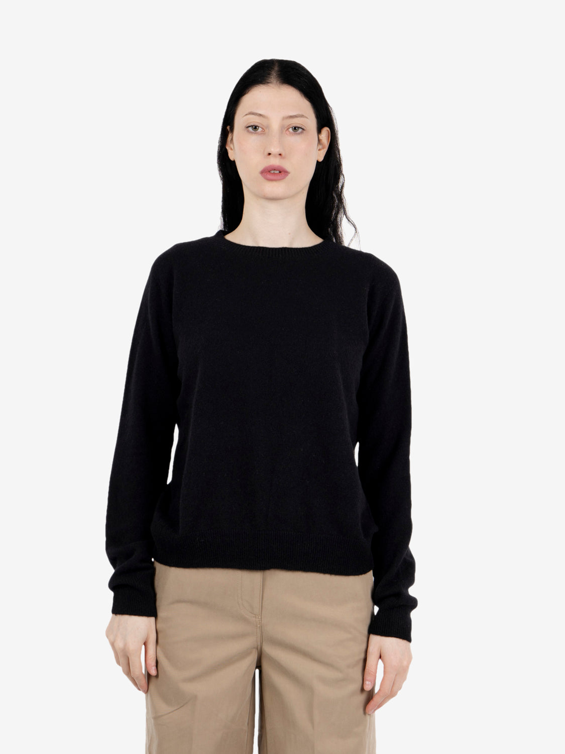 Maglione girocollo in cashmere nero