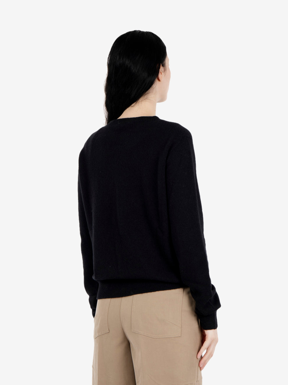 Maglione girocollo in cashmere nero