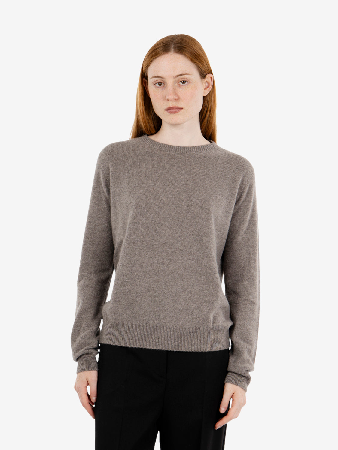 Nut brown crew neck cashmere jumper