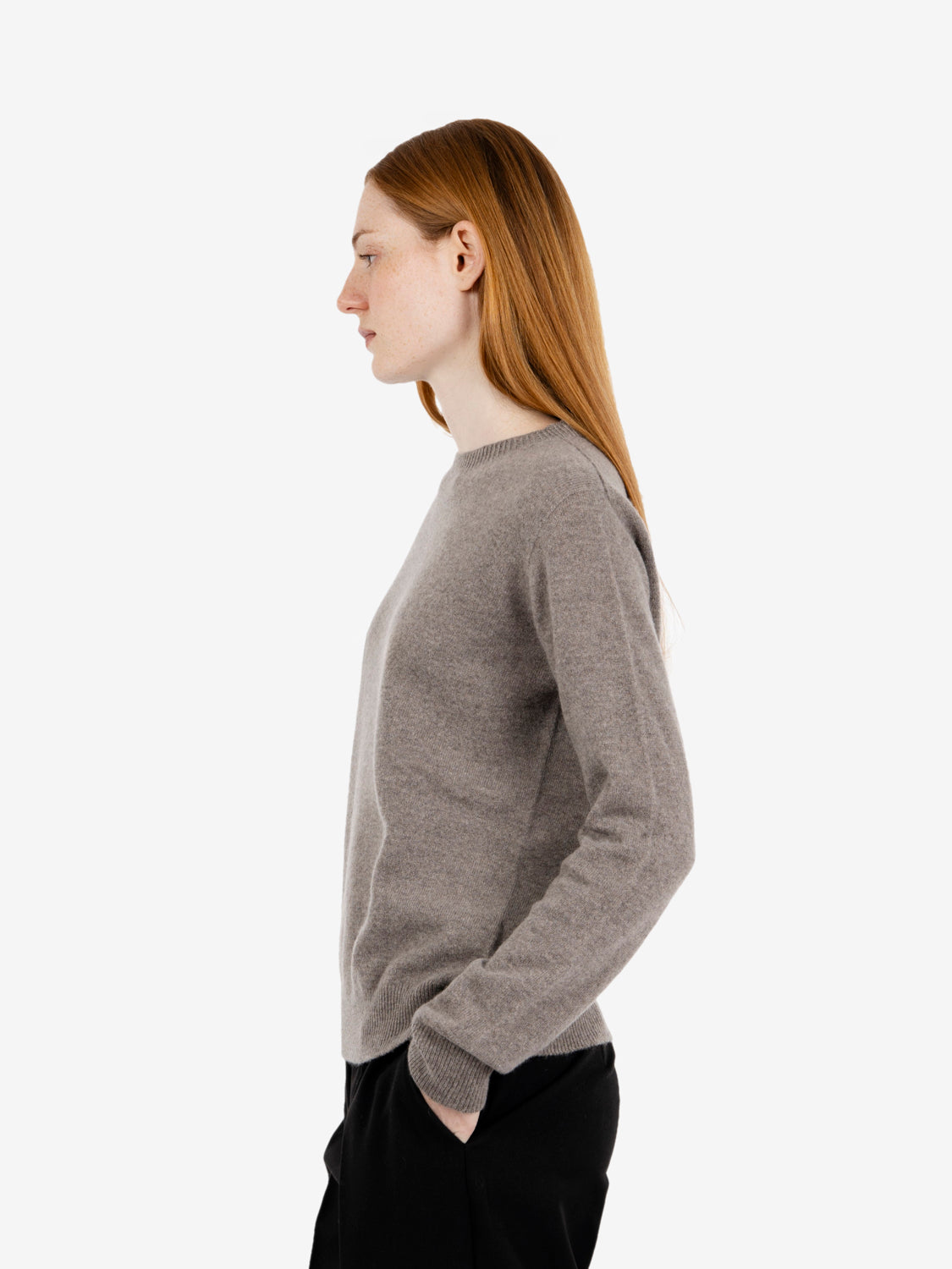 Nut brown crew neck cashmere jumper