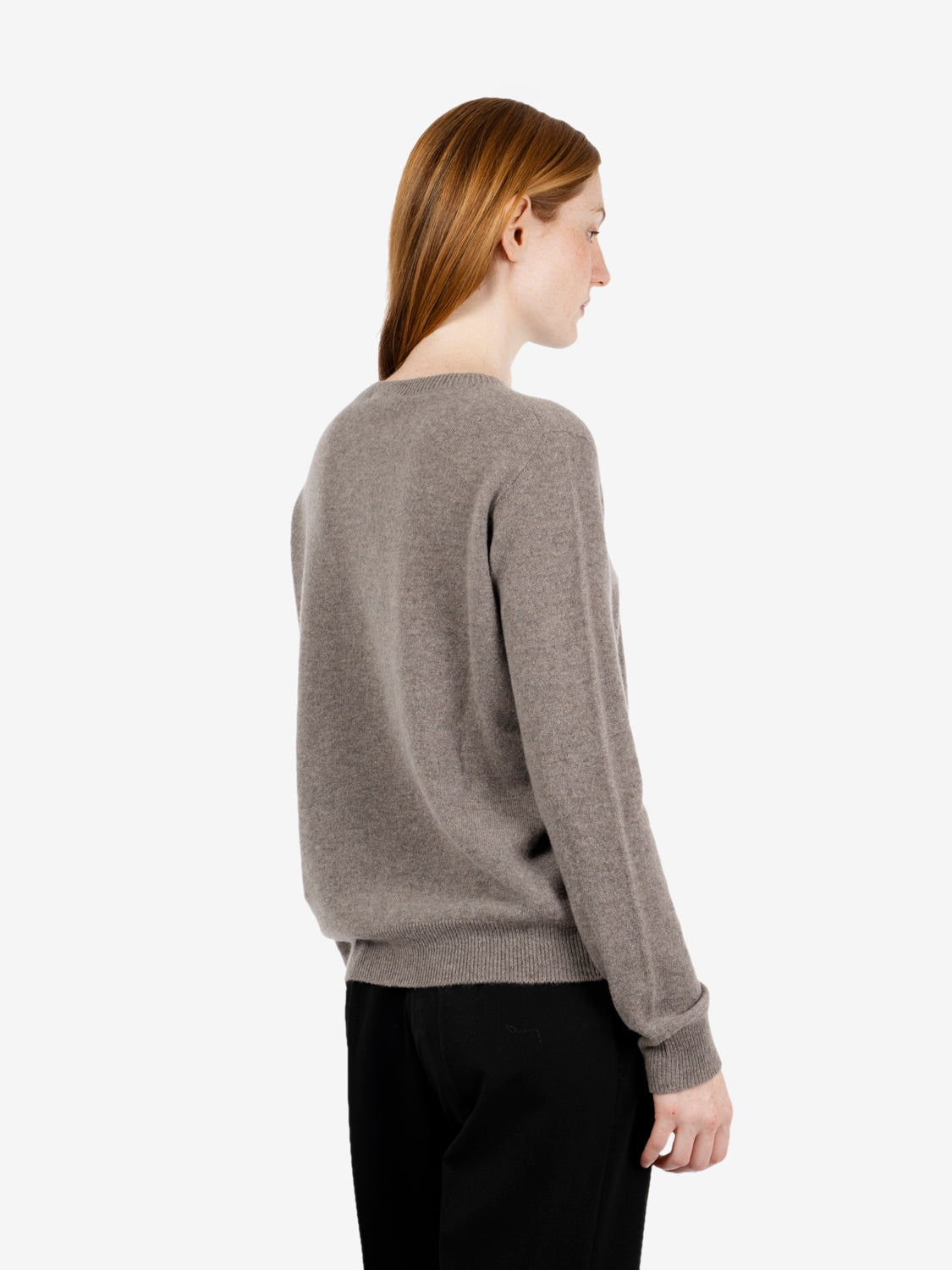 Nut brown crew neck cashmere jumper