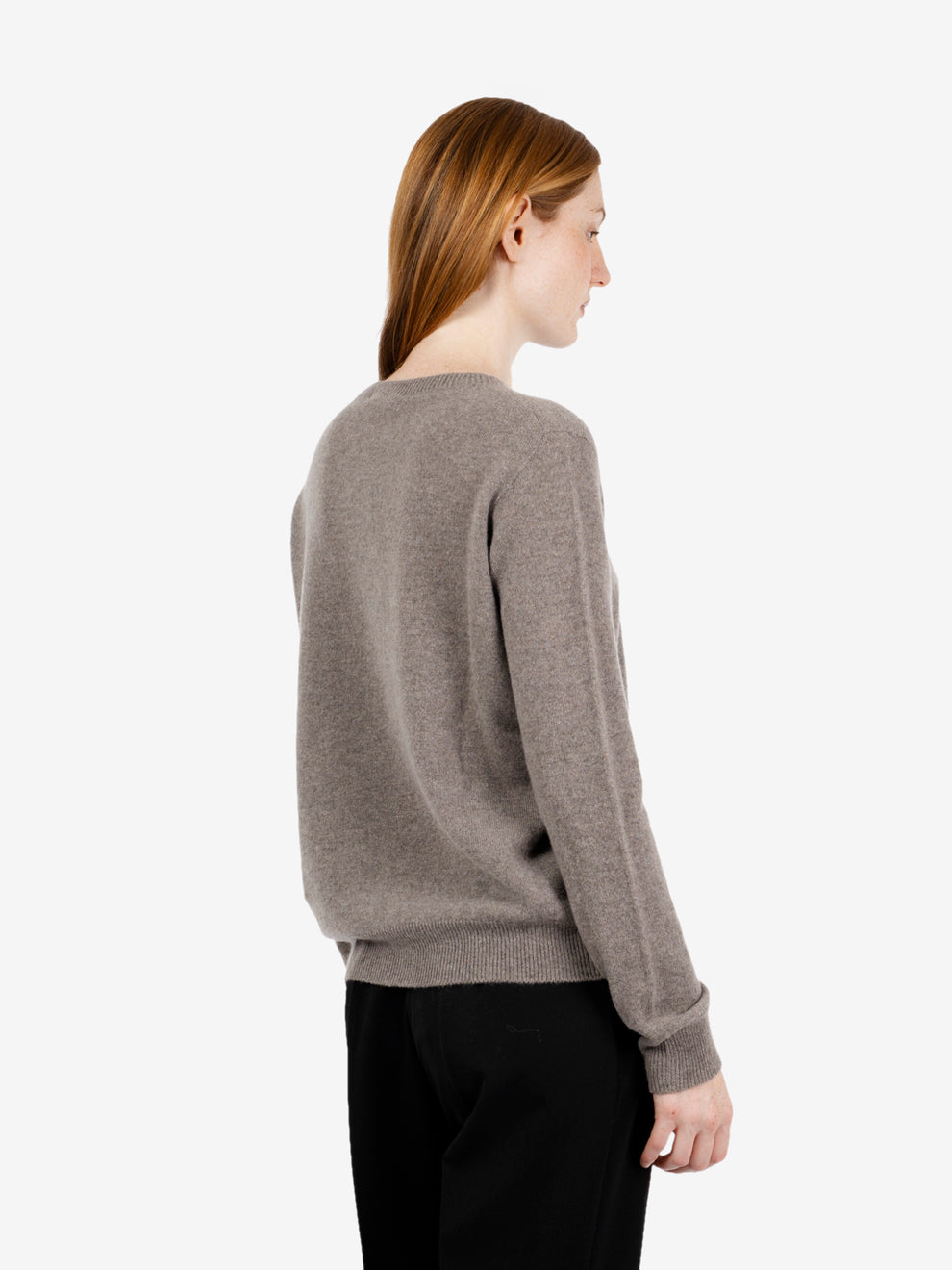 Nut brown crew neck cashmere jumper