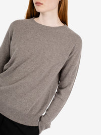Nut brown crew neck cashmere jumper