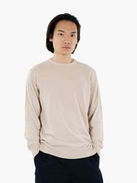 Beige cotton crewneck sweater
