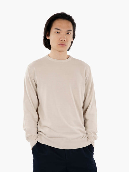 Maglione girocollo in cotone beige