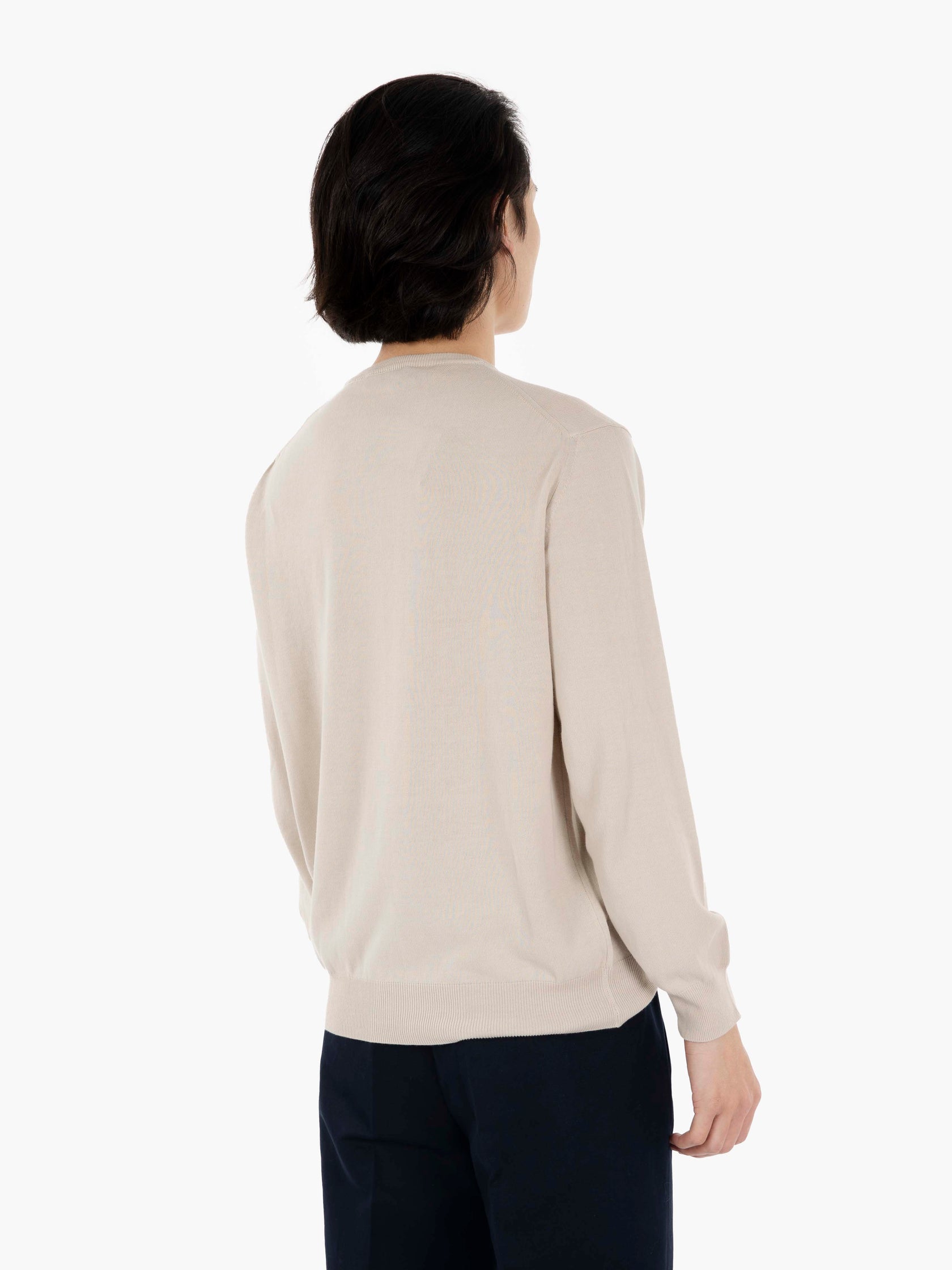 Maglione girocollo in cotone beige
