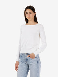 Maglione girocollo in cotone bianco