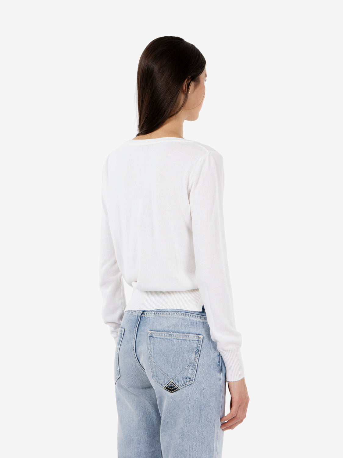 Maglione girocollo in cotone bianco