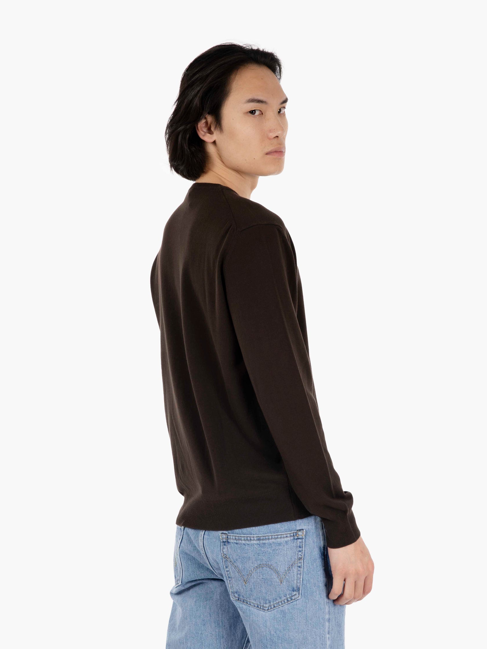 Maglione girocollo in cotone moro